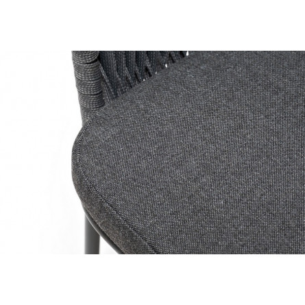 "Бордо" стул плетеный из роупа (колос), каркас сталь серый, роуп серый, ткань серая