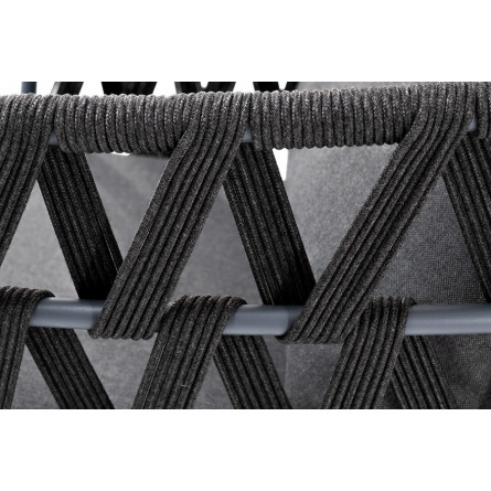 "Диего" кресло плетеное из роупа, каркас алюминий темно-серый, роуп темно-серый, ткань темно-серая