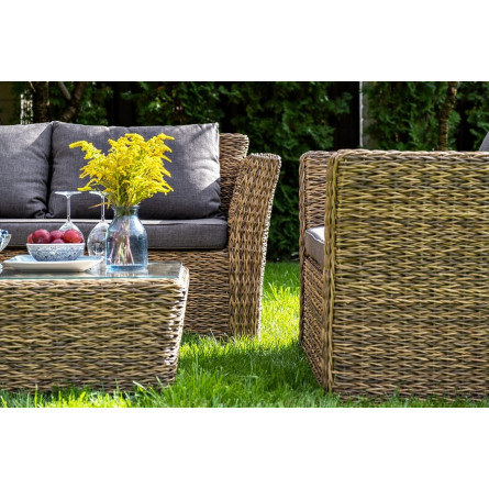 "Капучино Сингл" лаунж-зона из искусственного ротанга (гиацинт), цвет соломенный
