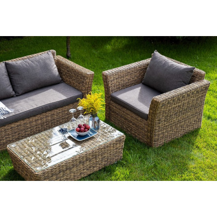 "Капучино Сингл" лаунж-зона из искусственного ротанга (гиацинт), цвет соломенный