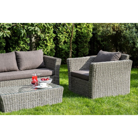 "Капучино" лаунж-зона из искусственного ротанга (гиацинт), цвет серый