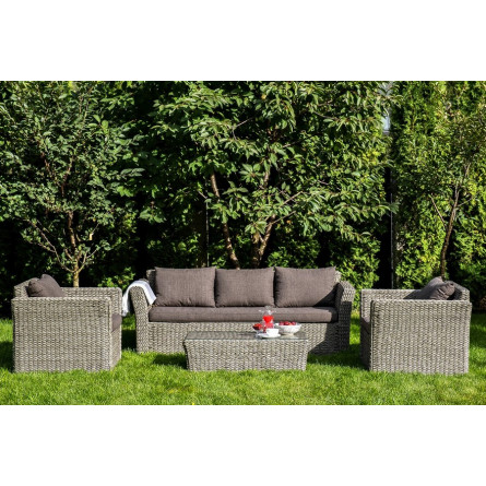 "Капучино" лаунж-зона из искусственного ротанга (гиацинт), цвет серый