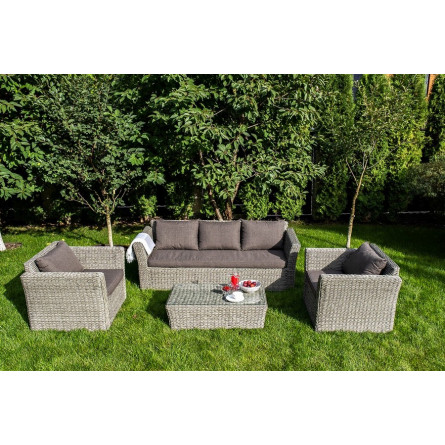 "Капучино" лаунж-зона из искусственного ротанга (гиацинт), цвет серый