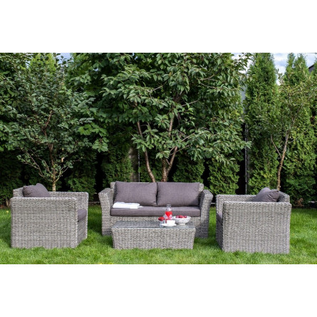 "Капучино Сингл" лаунж-зона из искусственного ротанга (гиацинт), цвет серый