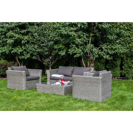 "Капучино Сингл" лаунж-зона из искусственного ротанга (гиацинт), цвет серый