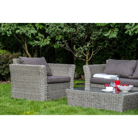 "Капучино Сингл" лаунж-зона из искусственного ротанга (гиацинт), цвет серый