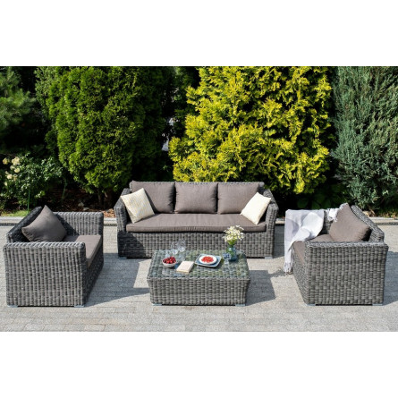 "Капучино Максимал" лаунж-зона из искусственного ротанга (гиацинт), цвет серый