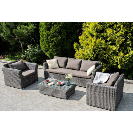 "Капучино Максимал" лаунж-зона из искусственного ротанга (гиацинт), цвет серый