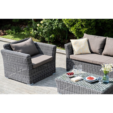 "Капучино Максимал" лаунж-зона из искусственного ротанга (гиацинт), цвет серый