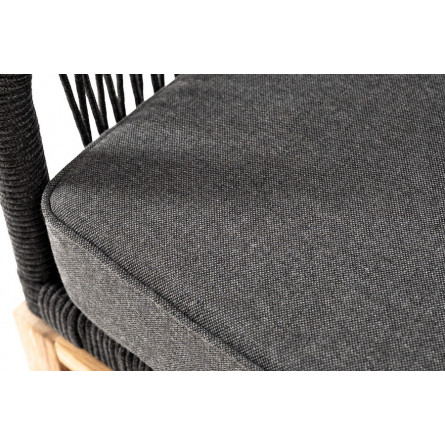 "Канны" диван 2-местный плетеный из роупа, каркас дуб, роуп темно-серый кругл, ткань темно-серая