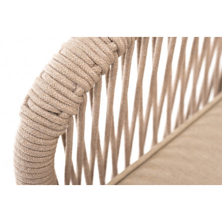 "Канны" кресло плетеное из роупа (веревки), основание дуб, роуп бежевый, ткань бежевая