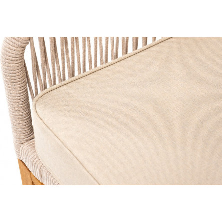 "Канны" кресло плетеное из роупа (веревки), основание дуб, роуп бежевый, ткань бежевая