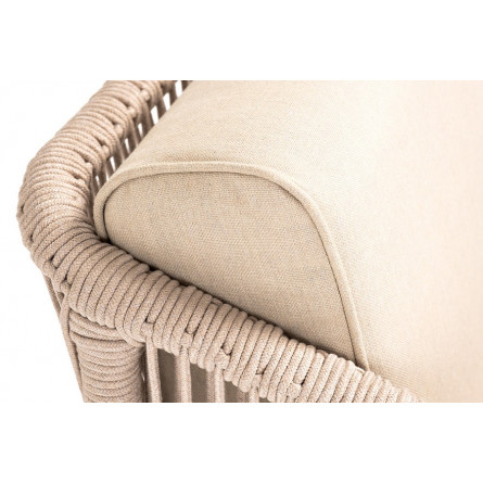 "Канны" кресло плетеное из роупа (веревки), основание дуб, роуп бежевый, ткань бежевая