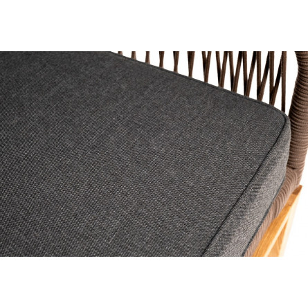 "Канны" диван 2-местный плетеный из роупа, основание дуб, роуп коричневый, ткань серая