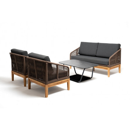 лаунж-зона 4-ая из роупа со столом "Гранада" (серый гранит)