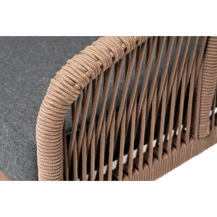 "Канны" лаунж-зона 4-местная из роупа, каркас алюминий коричневый, роуп коричневый, ткань серая