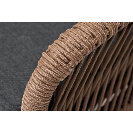 "Канны" лаунж-зона 4-местная из роупа, каркас алюминий коричневый, роуп коричневый, ткань серая