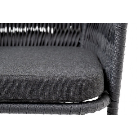 "Бордо" барный стул плетеный из роупа (колос), каркас из стали серый, роуп серый, ткань серая