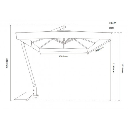 "Ливорно" зонт садовый 3х3м на боковой деревянной опоре