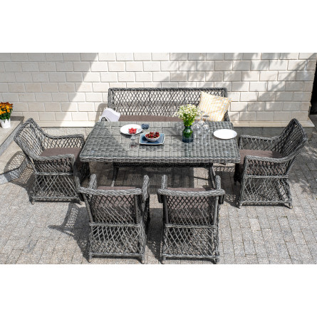 "Латте" плетеный стол из искусственного ротанга 160х90см, цвет графит