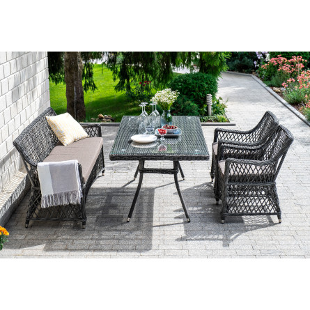 "Латте" плетеный стол из искусственного ротанга 160х90см, цвет графит