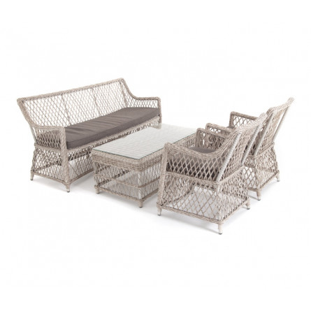 "Латте" лаунж-зона из искусственного ротанга, цвет бежевый