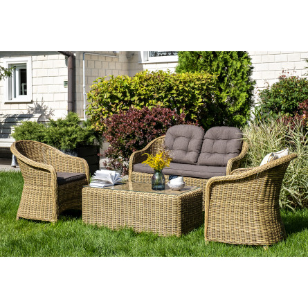 "Равенна" диван двухместный плетенный из ротанга, цвет соломенный