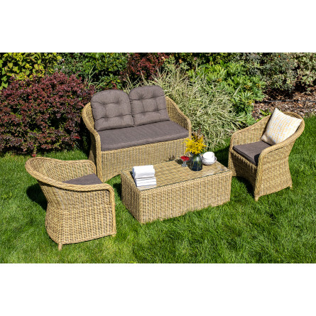 "Равенна" диван двухместный плетенный из ротанга, цвет соломенный