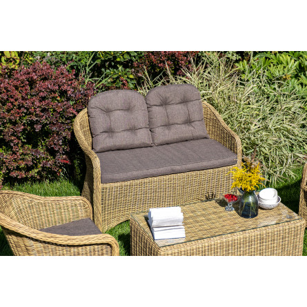 "Равенна" диван двухместный плетенный из ротанга, цвет соломенный