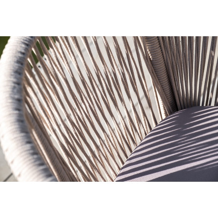 "Марсель" стул плетеный из роупа, каркас алюминий белый, роуп бежевый, ткань бежевая