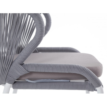 "Милан" стул плетеный из роупа, каркас алюминий белый, роуп светло-серый, ткань Neo Ash