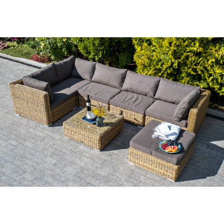 "Лунго" модуль диванный угловой с подушками, цвет соломенный (гиацинт)