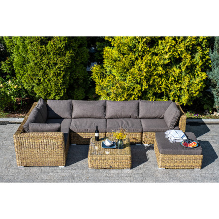 "Лунго" модуль диванный угловой с подушками, цвет соломенный (гиацинт)