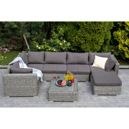 "Лунго" модуль диванный угловой с подушками, цвет серый (гиацинт)