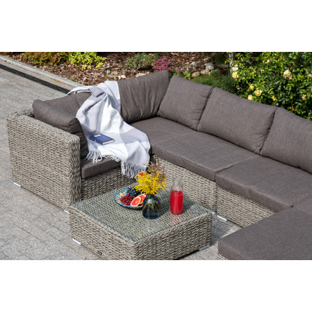 "Лунго" модуль диванный угловой с подушками, цвет серый (гиацинт)