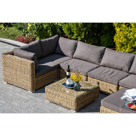 "Лунго" модуль диванный прямой с подушками, цвет соломенный (гиацинт)