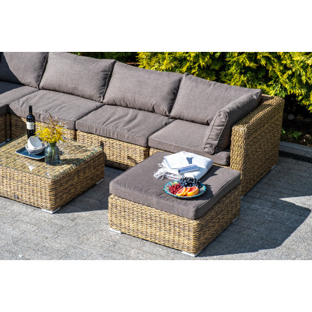 "Лунго" плетенная оттоманка с подушкой, цвет соломенный (гиацинт)