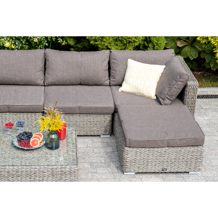 "Лунго" плетеная оттоманка с подушкой (гиацинт), цвет серый