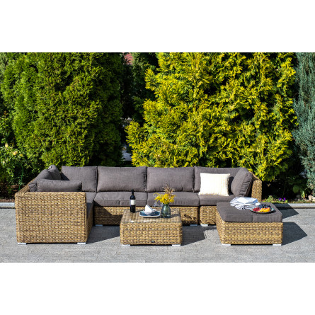 "Лунго" трансформирующаяся лаунж-зона из искусственного ротанга (гиацинт), цвет соломенный