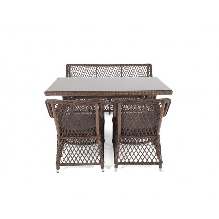 "Катания" обеденная группа плетеная на 4 персоны, цвет коричневый