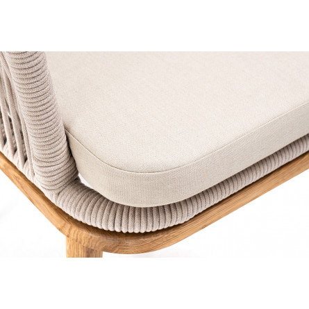 "Марсель" стул плетеный из роупа, основание дуб, роуп бежевый, ткань бежевая