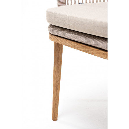 "Марсель" стул плетеный из роупа, основание дуб, роуп бежевый, ткань бежевая