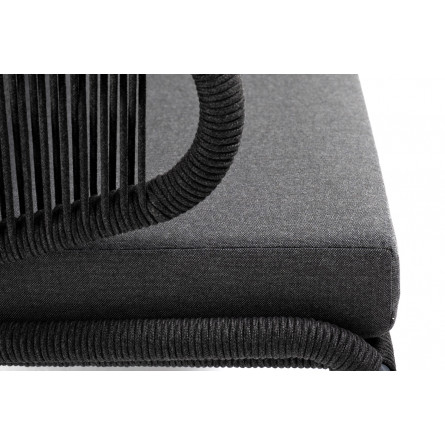 "Милан"диван 2-местный плетеный из роупа, каркас алюминий RAL7024, роуп темно-серый кругл, ткань темно-серая