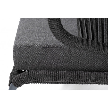 "Милан"диван 2-местный плетеный из роупа, каркас алюминий RAL7024, роуп темно-серый кругл, ткань темно-серая