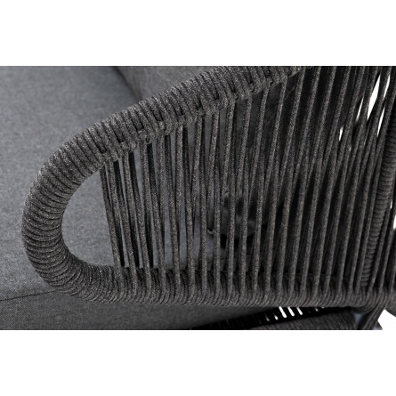 "Милан"диван 2-местный плетеный из роупа, каркас алюминий RAL7024, роуп темно-серый кругл, ткань темно-серая