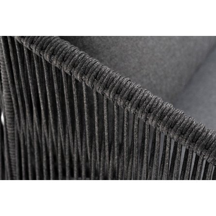 "Милан" диван 3-местный плетенный из роупа, каркас алюминий RAL7024, роуп темно-серый кругл, ткань темно-серая