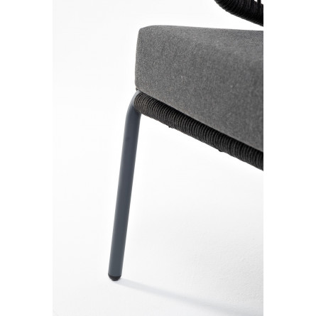 "Милан" диван 3-местный плетенный из роупа, каркас алюминий RAL7024, роуп темно-серый кругл, ткань темно-серая