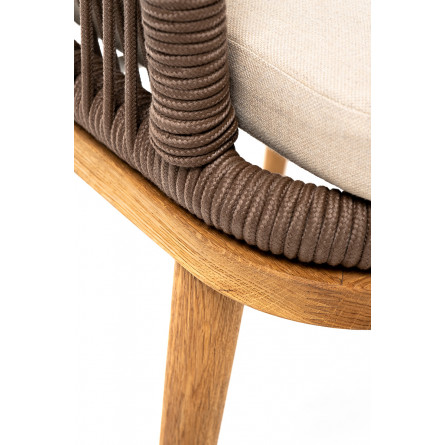 "Марсель" стул плетеный из роупа, основание дуб, роуп коричневый, ткань бежевая