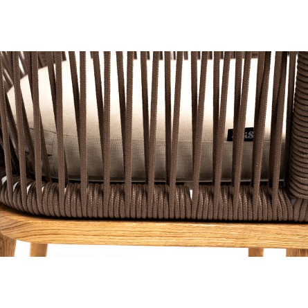 "Марсель" стул плетеный из роупа, основание дуб, роуп коричневый, ткань бежевая