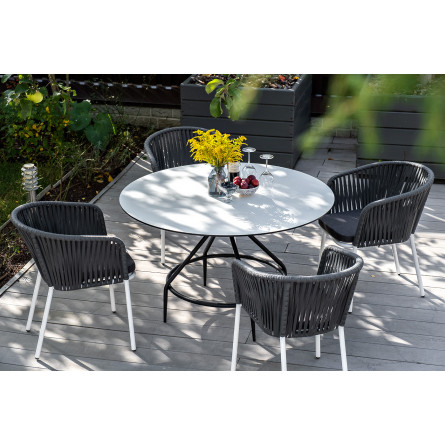 "Ницца" обеденный стол из HPL круглый Ø100см, цвет "молочный"